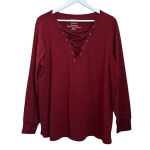 Torrid Vintage Cotton Jersey Lace Up Long Sleeve Tee NWT Women Sz 1X 14 16